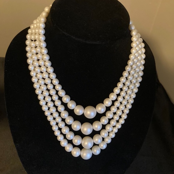 Vintage Lot of 3 Japan Faux Pearl Multi-Strand Necklaces &Earrings Stamped Japan - Picture 9 of 15